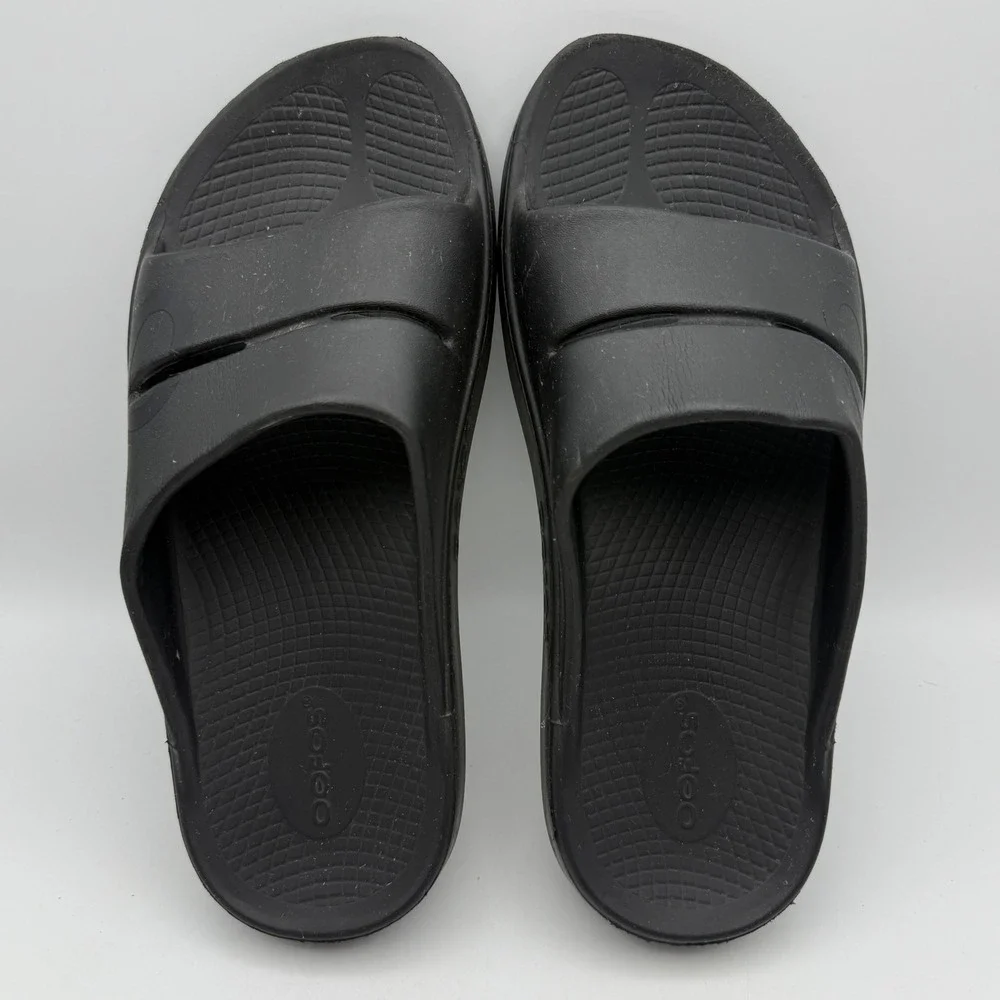 OOFOS OOahh Slide Sandals‎ Unisex Men 9 Women 11 Black Recovery Comfort Shoe